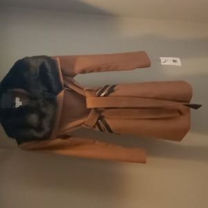 Brand new never worn via spiga faux fur belted cuffed camel coat-tag on